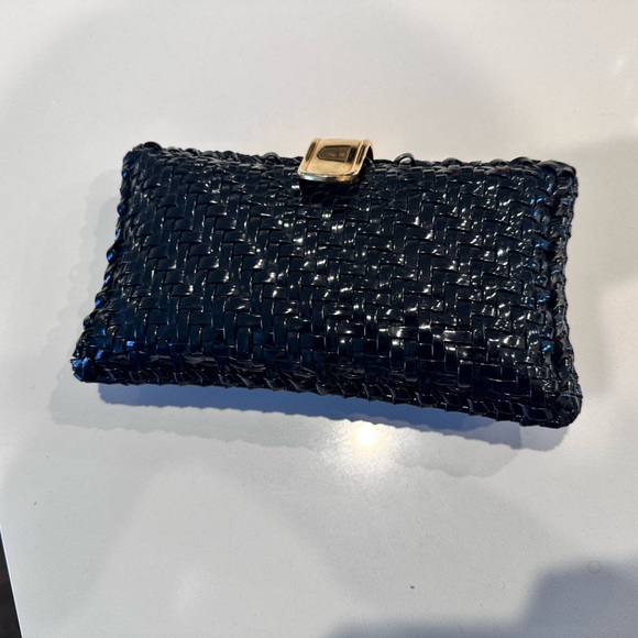 Ronora‎ Rodo Black Woven Clutch with Gold Clasp